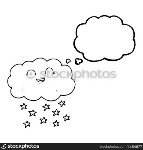 freehand drawn thought bubble cartoon cloud snowing