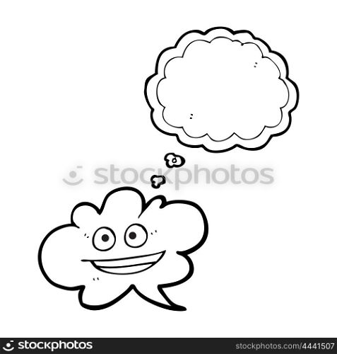 freehand drawn thought bubble cartoon cloud thought bubble with face