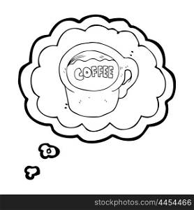 freehand drawn thought bubble cartoon coffee mug