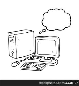 freehand drawn thought bubble cartoon computer
