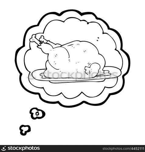 freehand drawn thought bubble cartoon cooked chicken