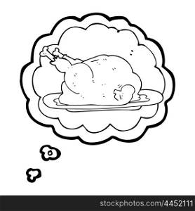 freehand drawn thought bubble cartoon cooked chicken