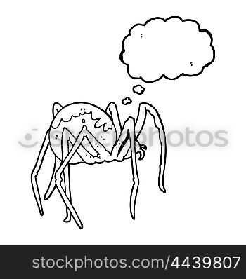 freehand drawn thought bubble cartoon creepy spider
