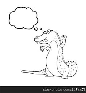 freehand drawn thought bubble cartoon crocodile