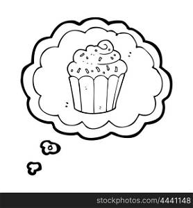 freehand drawn thought bubble cartoon cupcake