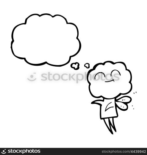 freehand drawn thought bubble cartoon cute cloud head imp