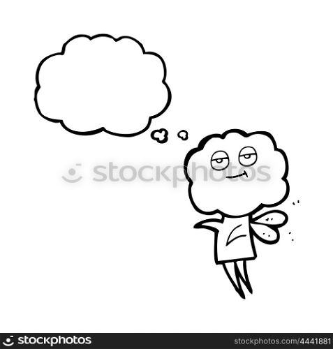 freehand drawn thought bubble cartoon cute cloud head imp