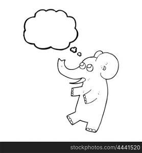 freehand drawn thought bubble cartoon cute elephant