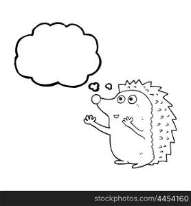 freehand drawn thought bubble cartoon cute hedgehog