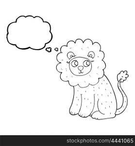 freehand drawn thought bubble cartoon cute lion