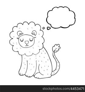 freehand drawn thought bubble cartoon cute lion