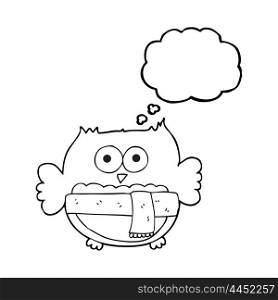 freehand drawn thought bubble cartoon cute owl