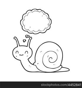 freehand drawn thought bubble cartoon cute snail