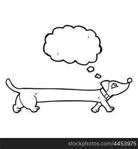 freehand drawn thought bubble cartoon dachshund