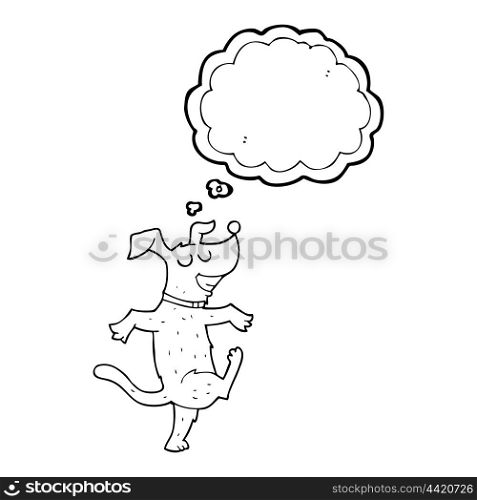 freehand drawn thought bubble cartoon dancing dog