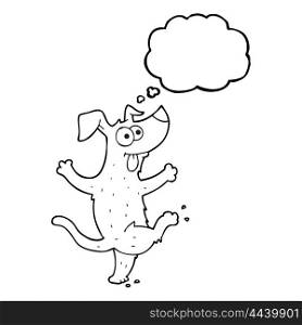 freehand drawn thought bubble cartoon dancing dog