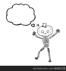 freehand drawn thought bubble cartoon dancing skeleton