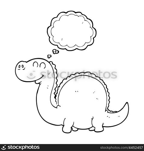 freehand drawn thought bubble cartoon dinosaur