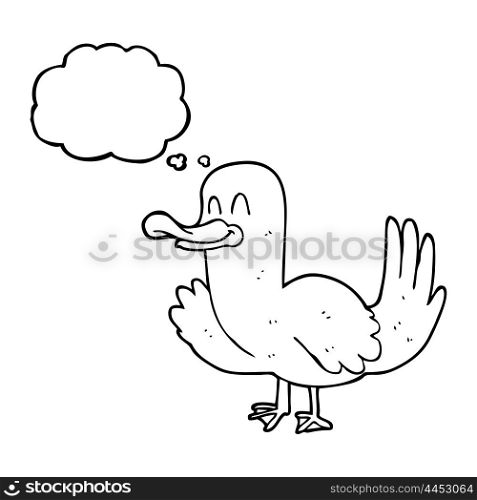 freehand drawn thought bubble cartoon duck