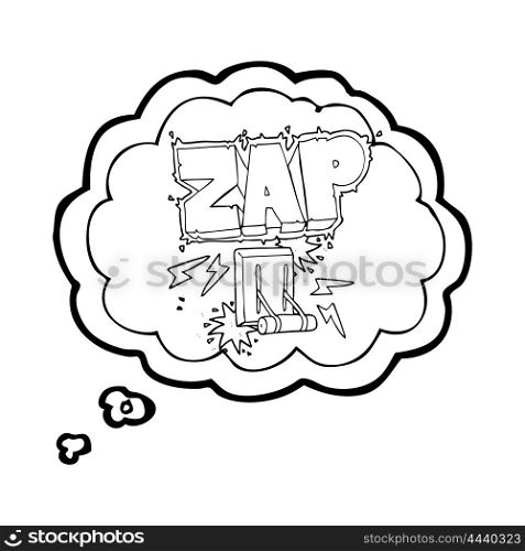 freehand drawn thought bubble cartoon electrical switch zapping