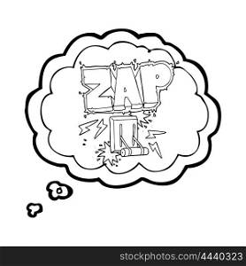 freehand drawn thought bubble cartoon electrical switch zapping