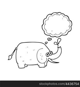 freehand drawn thought bubble cartoon elephant