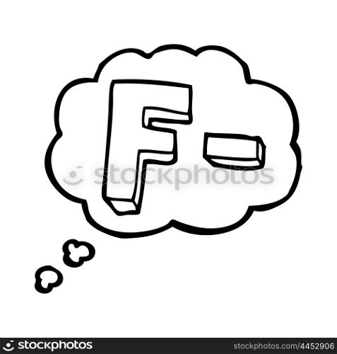 freehand drawn thought bubble cartoon F grade