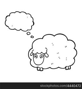 freehand drawn thought bubble cartoon farting sheep