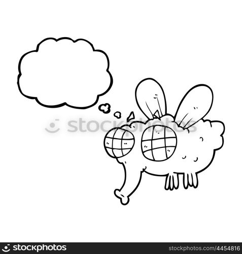 freehand drawn thought bubble cartoon fly