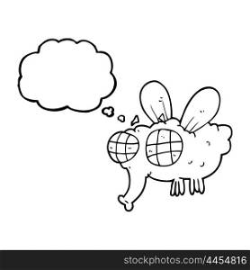 freehand drawn thought bubble cartoon fly
