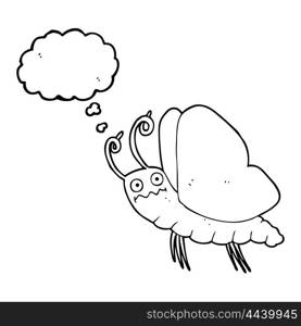 freehand drawn thought bubble cartoon funny butterfly