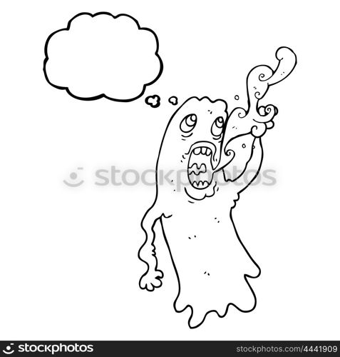 freehand drawn thought bubble cartoon ghost