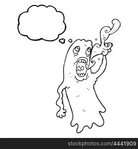 freehand drawn thought bubble cartoon ghost