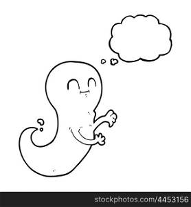 freehand drawn thought bubble cartoon ghost