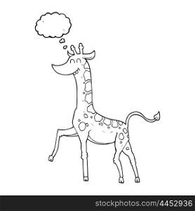 freehand drawn thought bubble cartoon giraffe