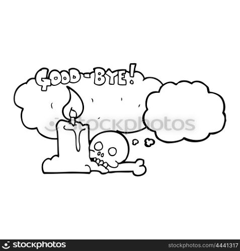 freehand drawn thought bubble cartoon goodbye sign