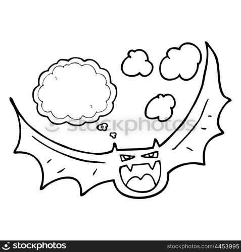 freehand drawn thought bubble cartoon halloween bat