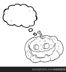 freehand drawn thought bubble cartoon halloween pumpkin