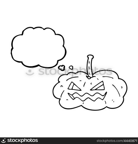 freehand drawn thought bubble cartoon halloween pumpkin
