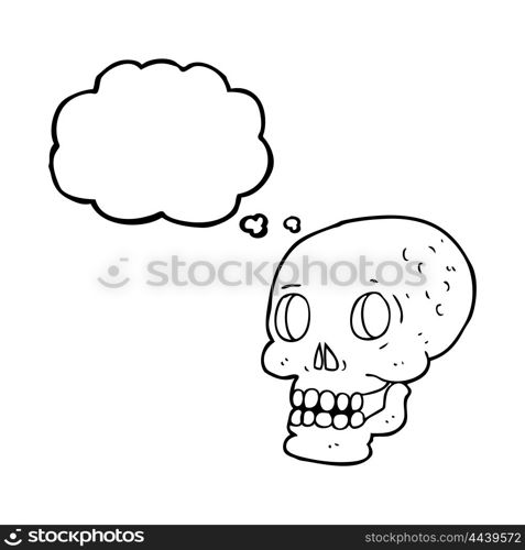 freehand drawn thought bubble cartoon halloween skull