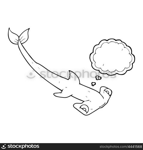 freehand drawn thought bubble cartoon hammerhead shark