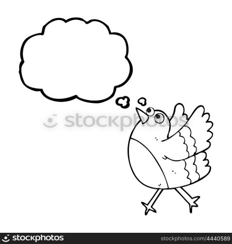 freehand drawn thought bubble cartoon happy bird