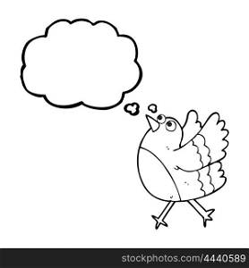 freehand drawn thought bubble cartoon happy bird