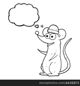 freehand drawn thought bubble cartoon happy mouse
