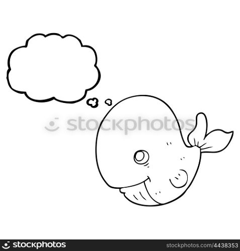 freehand drawn thought bubble cartoon happy whale