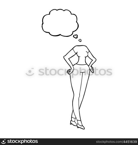 freehand drawn thought bubble cartoon headless body (add own photographs)