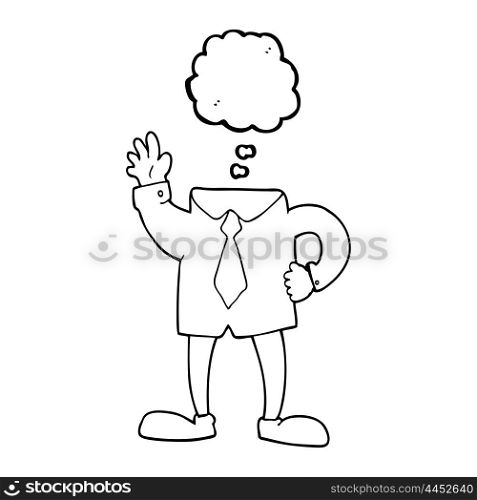 freehand drawn thought bubble cartoon headless businessman
