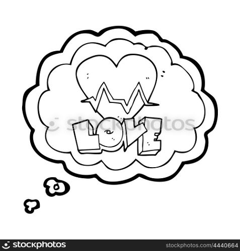 freehand drawn thought bubble cartoon heart rate pulse love symbol