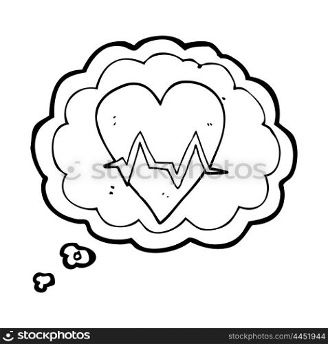 freehand drawn thought bubble cartoon heart rate pulse symbol