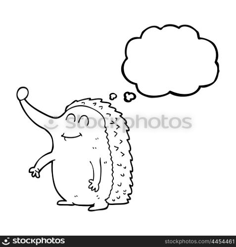 freehand drawn thought bubble cartoon hedgehog